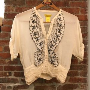 Catherine Malandrino Silk & Embroidered Top